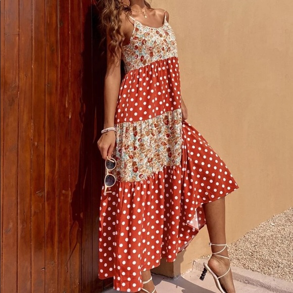 Boho floral and polka dot cami maxi dress - Picture 5 of 7